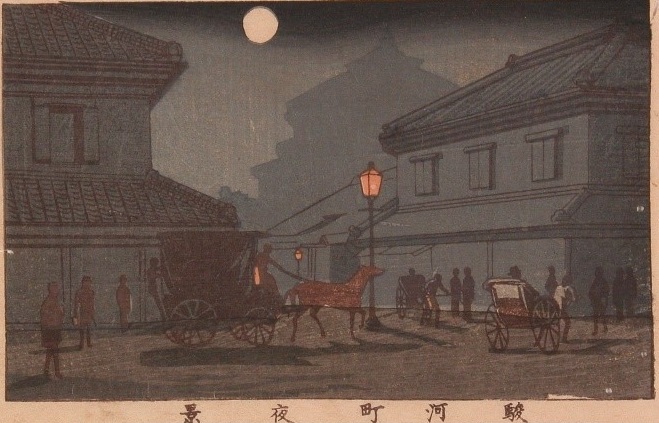 井上安治《東京真画名所図解》「駿河町夜景」　明治14-22年（1881-1889）UMAM 海の見える杜美術館